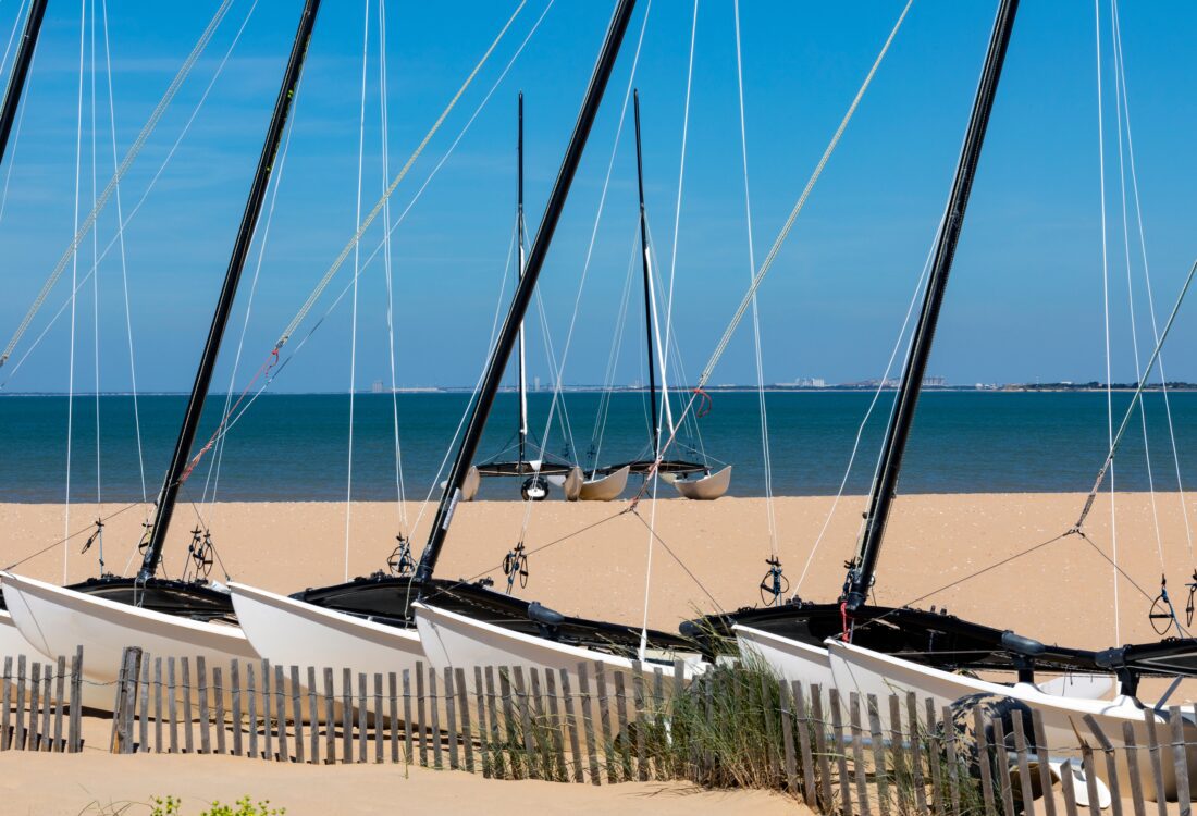 Yachts on the beach at Chatelaillon Plage near La Rochelle – France