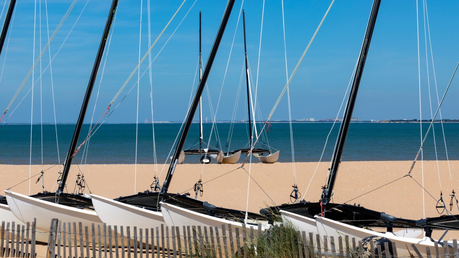 Yachts on the beach at Chatelaillon Plage near La Rochelle – France
